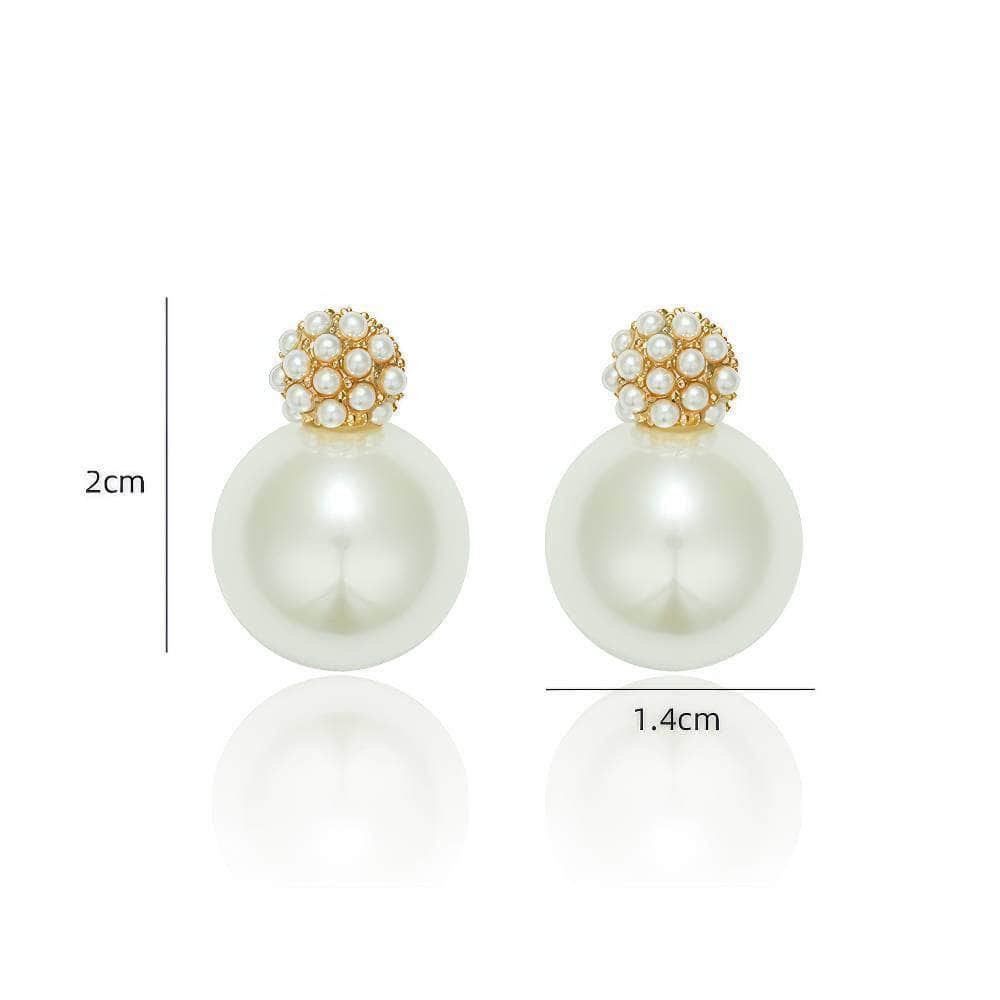 14K Gold Crystal Stones Paved Pearl Studded Earrings