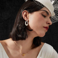 14k Gold Dangle Loop Enamel Earrings