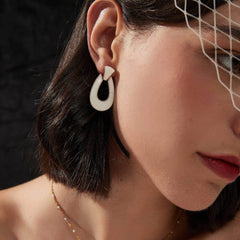 14k Gold Dangle Loop Enamel Earrings