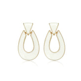 14k Gold Dangle Loop Enamel Earrings White / Clip On