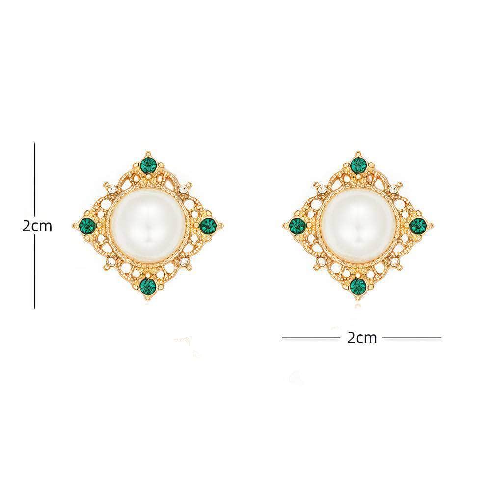 14K Gold Emerald Gemstone Victorian Earrings