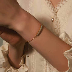 14K Gold Enamel Bar Adjustable Bracelet Gold