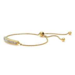 14K Gold Enamel Bar Adjustable Bracelet Gold
