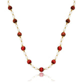 14K Gold Freshwater Pearl Jade Necklace Red