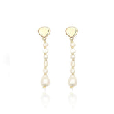 14K Gold Freshwater Pearl Linear Drop Earrings White / Clip On