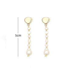 14K Gold Freshwater Pearl Linear Drop Earrings White / Clip On
