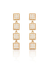 14K Gold Geometric Shape Dangle Drop Earrings White / Clip On