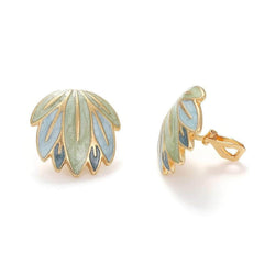 14k Gold Leaf Decor Studded Earrings