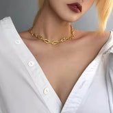 14k Gold Link Chain Choker Necklace Gold