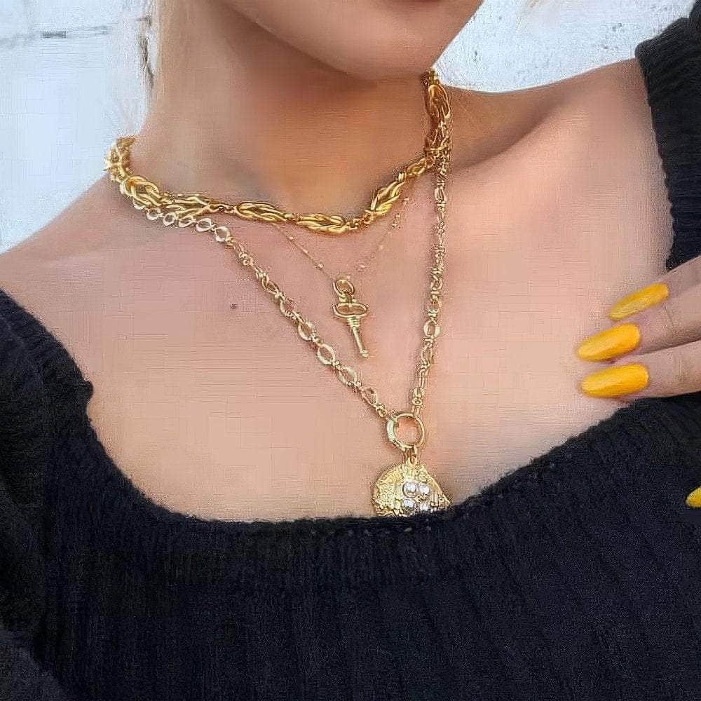 14k Gold Link Chain Choker Necklace Gold