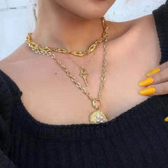 14k Gold Link Chain Choker Necklace Gold
