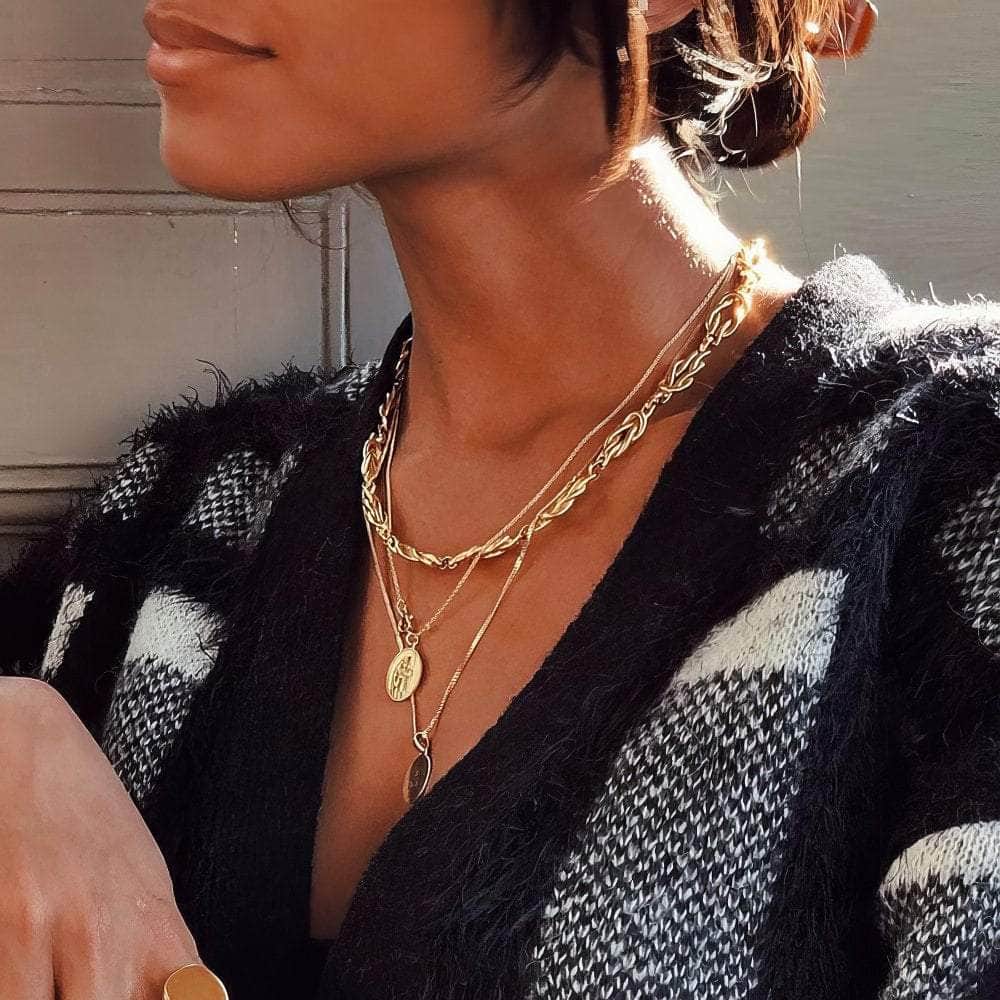 14k Gold Link Chain Choker Necklace Gold