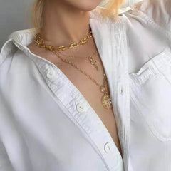 14k Gold Link Chain Choker Necklace Gold