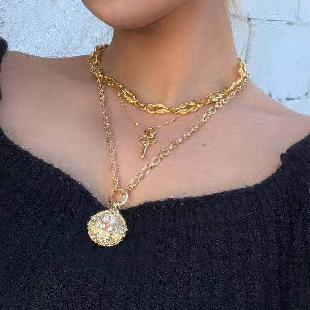14k Gold Link Chain Choker Necklace Gold