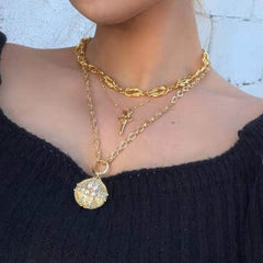 14k Gold Link Chain Choker Necklace Gold