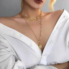 14k Gold Link Chain Choker Necklace Gold