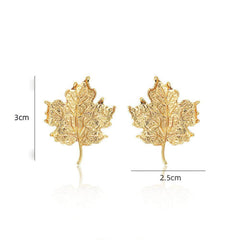 14K Gold Maple Leaf Statement Earrings Gold / Clip On