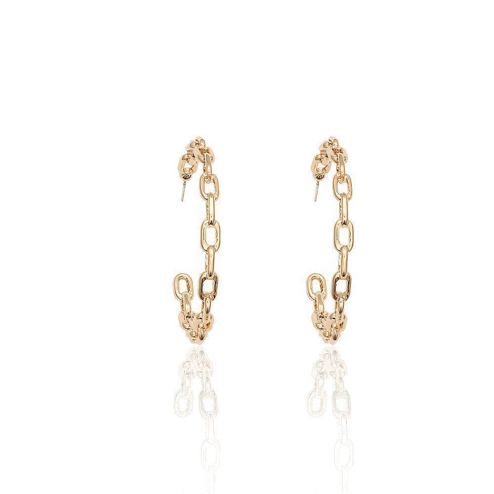 14K Gold Paper Clip Hoop Earrings Gold / Clip On