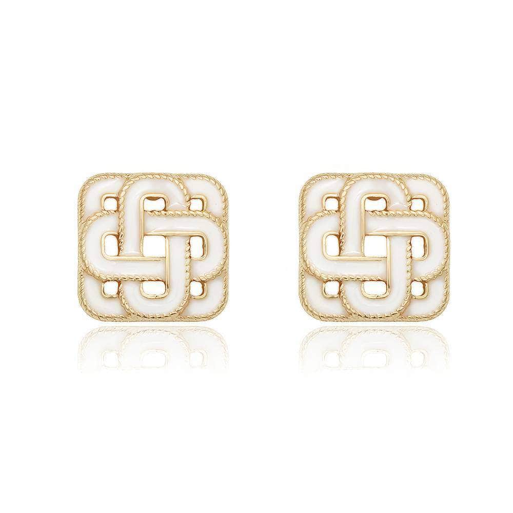 14K Gold Paved Cluster Baguette Earrings White / Clip On