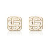 14K Gold Paved Cluster Baguette Earrings White / Clip On