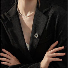 14k Gold Paved Crystal Emerald Gemstone Brooch Green