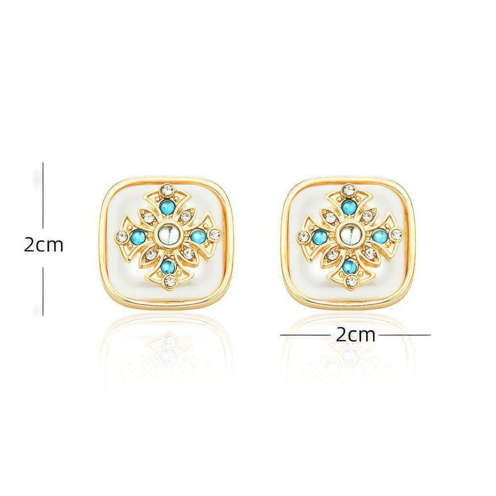 14k Gold Paved Crystal Gemstone Enamel Statement Earrings