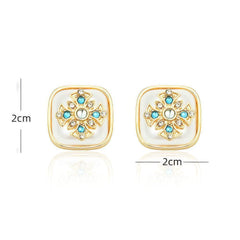 14k Gold Paved Crystal Gemstone Enamel Statement Earrings
