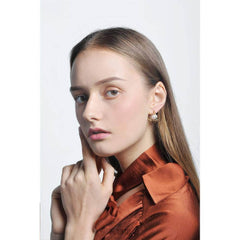 14k Gold Pearl Cosmic Deco Earrings White