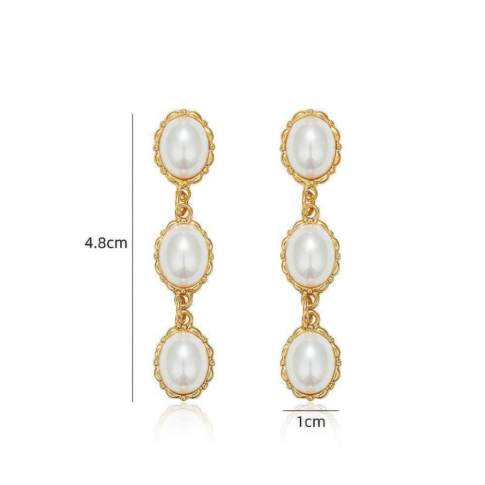 14k Gold Pearl Dangle Chain Twist Earrings Ivory