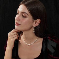 14k Gold Pearl Dangle Chain Twist Earrings Ivory