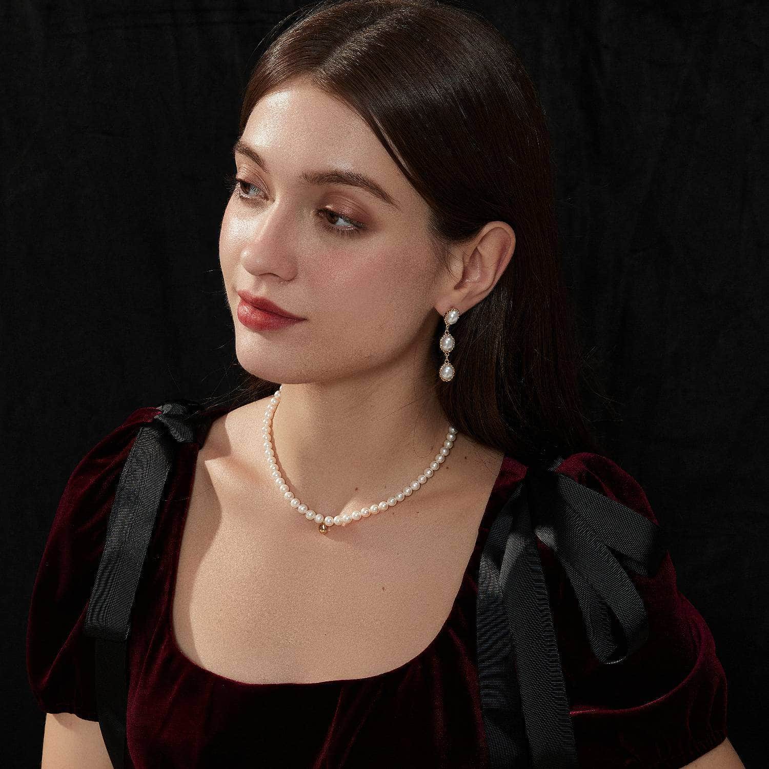 14k Gold Pearl Dangle Chain Twist Earrings Ivory