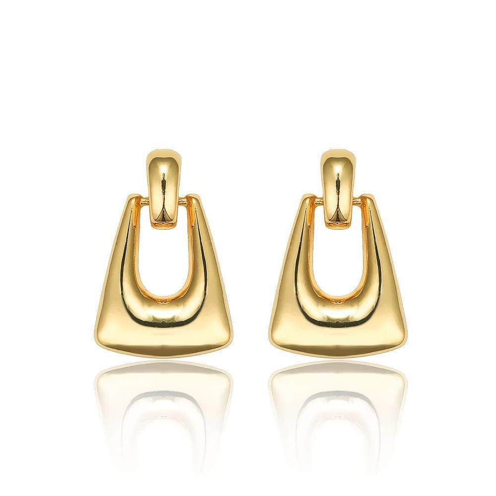 14k Gold Polished Square Hoop Dangle Earrings Gold / Clip On