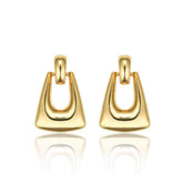 14k Gold Polished Square Hoop Dangle Earrings Gold / Clip On