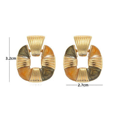 14K Gold Ridged Accented Boho Earrings