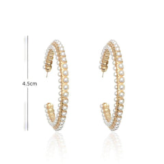 14K Gold Statement Freshwater Pearl Hoop Earrings White / Clip On