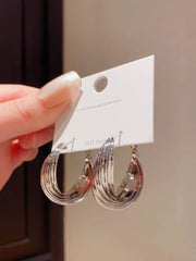 14k Gold Tone Ribbed Hoop Earrings