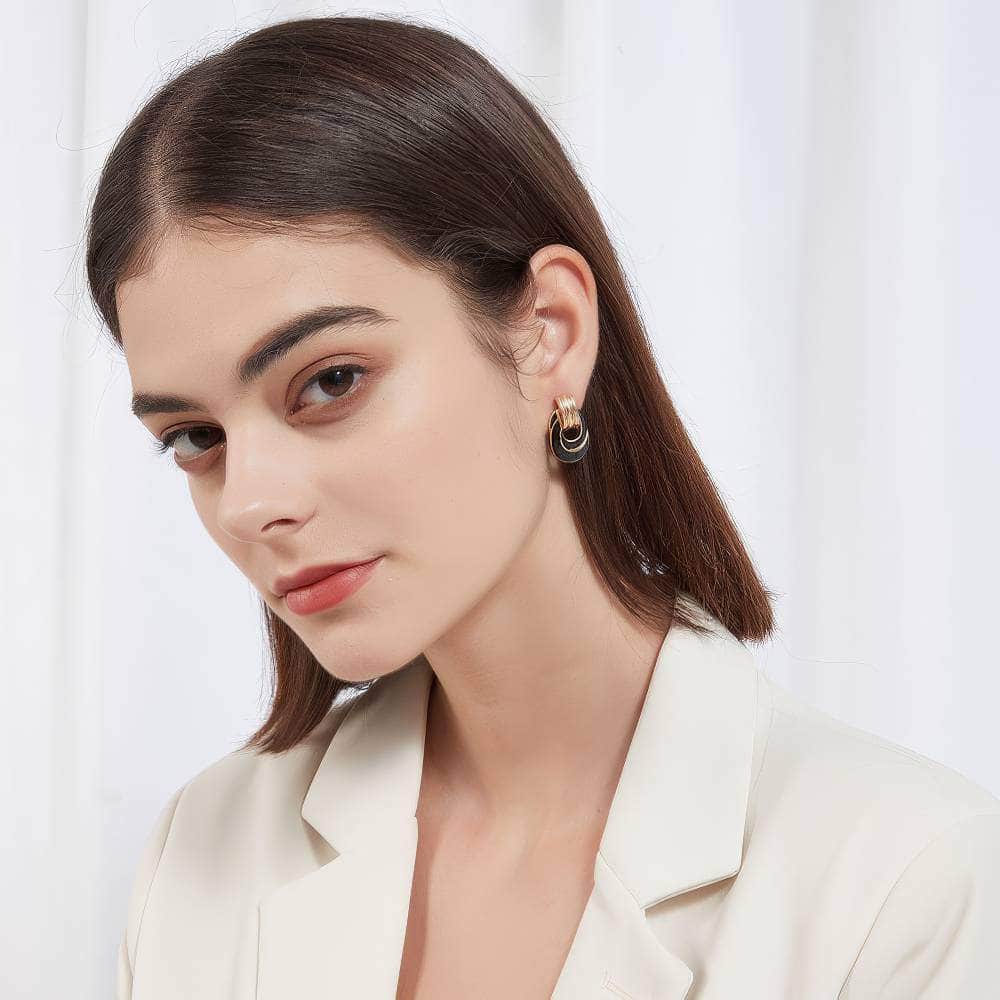 14k Gold Toned Vintage Enamel Stud Earrings