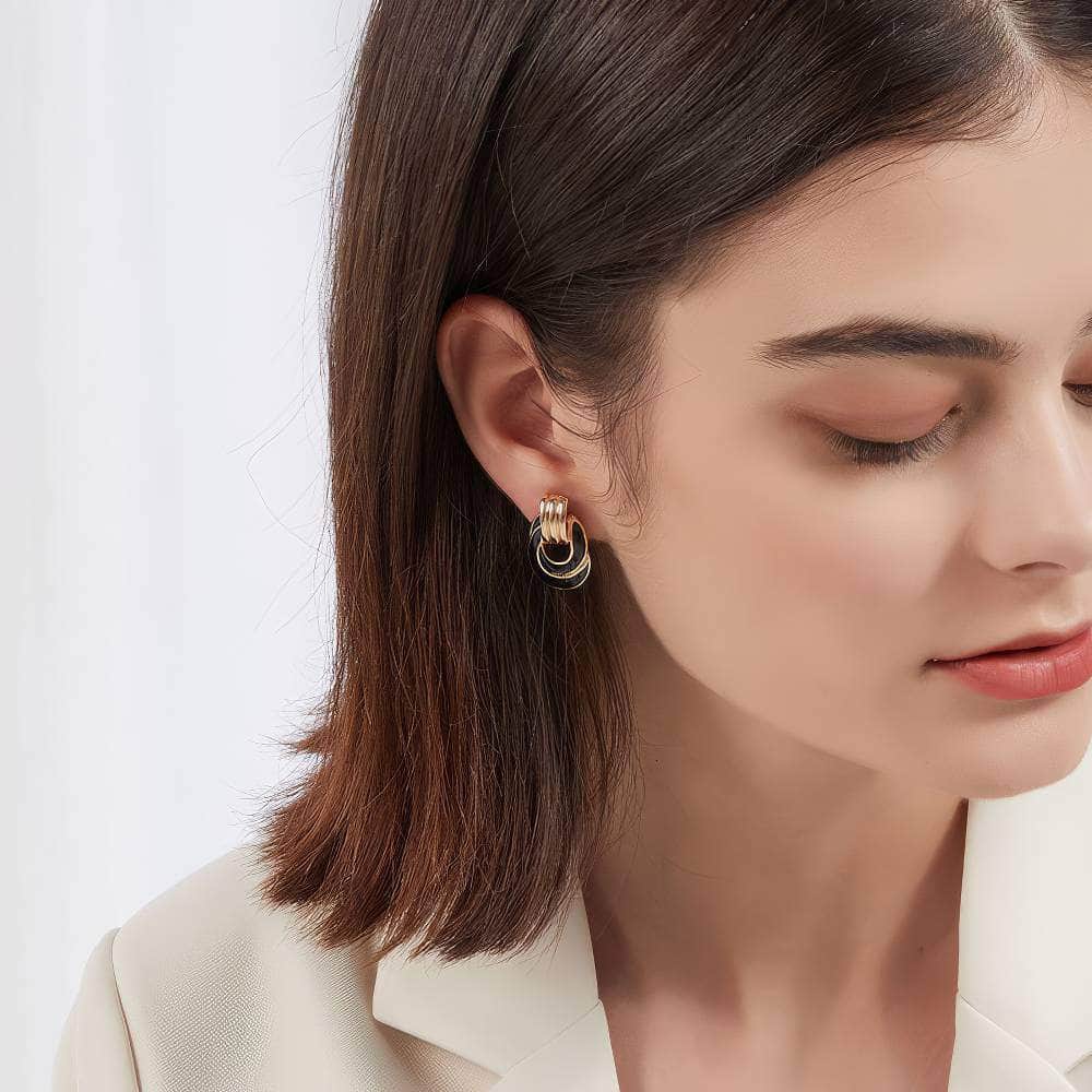 14k Gold Toned Vintage Enamel Stud Earrings