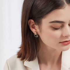 14k Gold Toned Vintage Enamel Stud Earrings