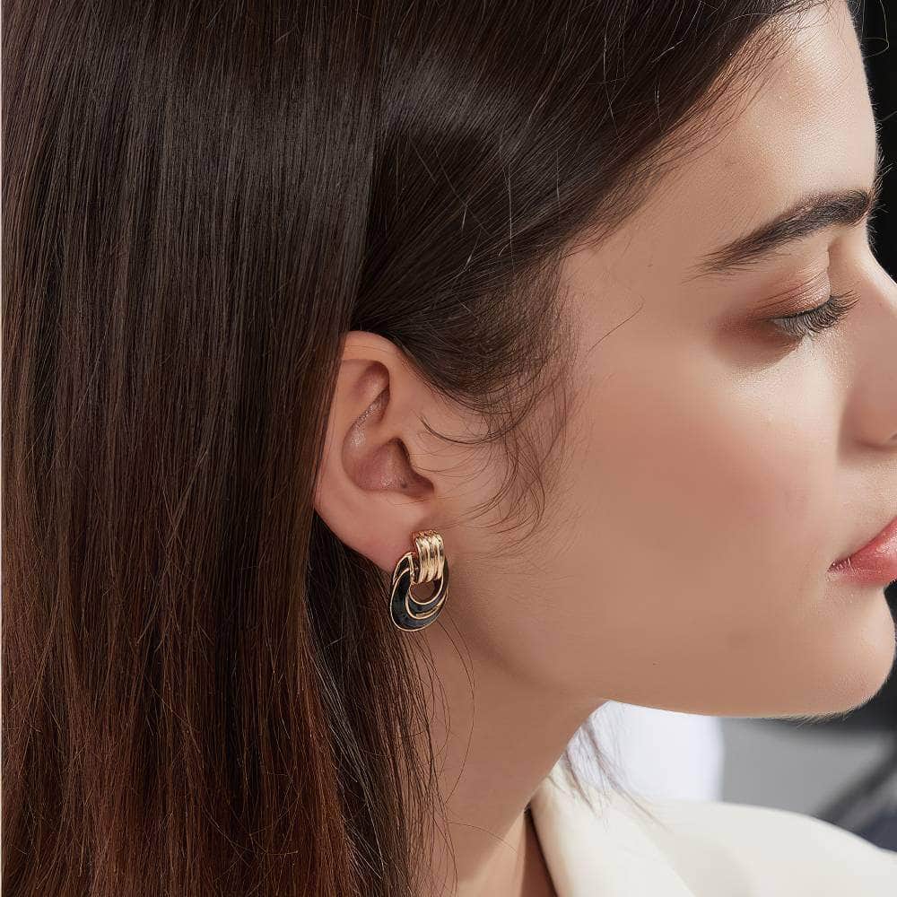 14k Gold Toned Vintage Enamel Stud Earrings