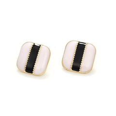 14K Gold Two-Toned Square Statement Earrings
