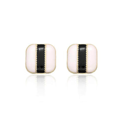 14K Gold Two-Toned Square Statement Earrings Ivory / Clip On