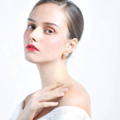 14k Gold Victorian Style Pearl Deco Floral Themed Earrings