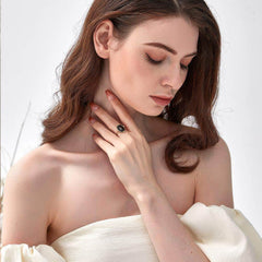 14K Gold Vintage Adjustable Twist Ring Adjustable / Black