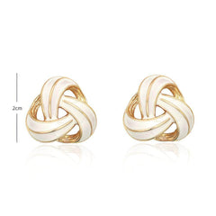 14K Gold Vintage Enamel Knot Stud Earrings