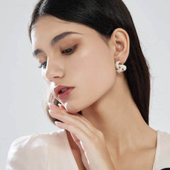 14K Gold Vintage Enamel Knot Stud Earrings