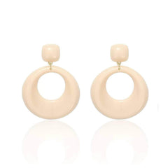 14k Gold Vintage Marble Ivory Clip-On Hoop Earrings Ivory / Clip On