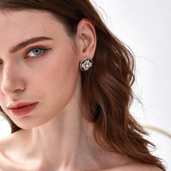 14k Gold Vintage Rhinestone Embellished Stud Earrings