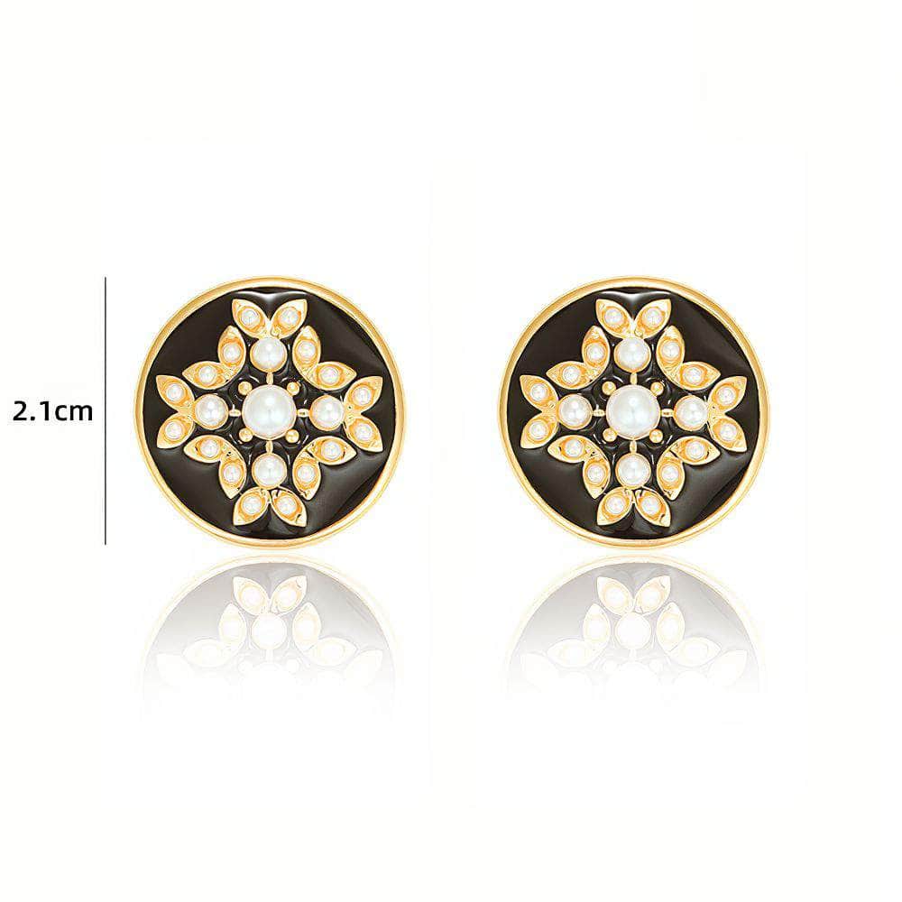 14k Gold Vintage Rhinestone Embellished Stud Earrings
