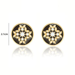 14k Gold Vintage Rhinestone Embellished Stud Earrings